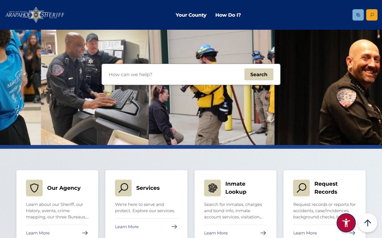 Arapahoe County Sheriff website for Centennial inmate searches