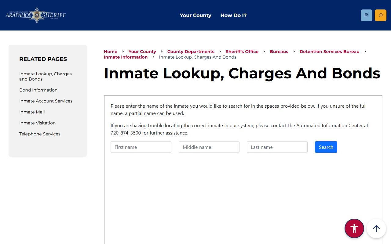 Arapahoe County inmate lookup results for Centennial arrests