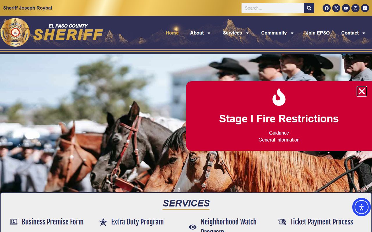 El Paso County Sheriff's Office website for 24 hour booking records