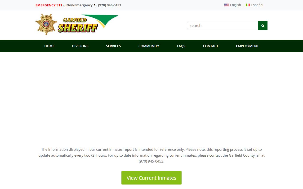 Garfield County current inmates roster showing booking records