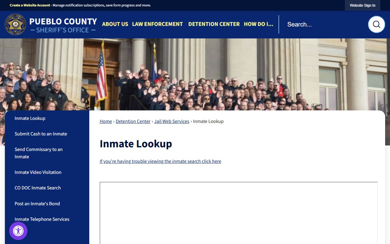 Pueblo County Inmate Lookup for Pueblo 24 hour booking records